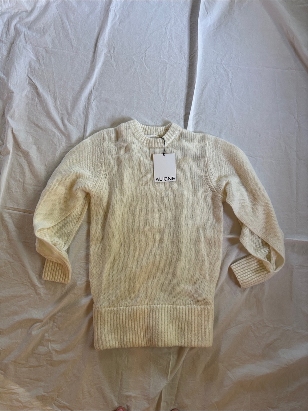 ALIGNE Women's Cream Crewneck Sweater